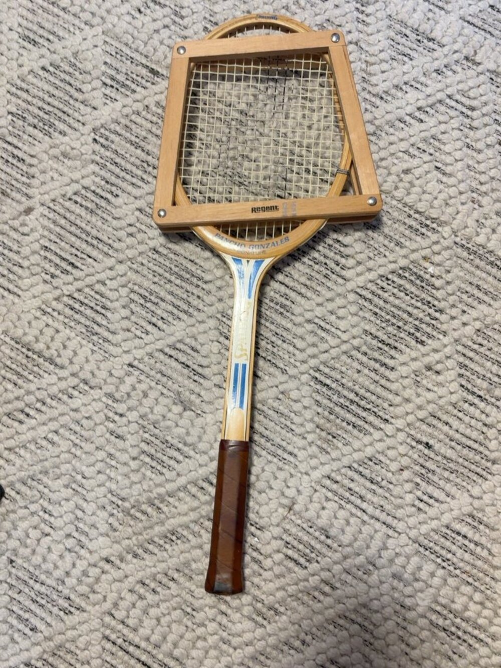 Vintage Spalding Pancho Gonzales Signature Wood Tennis Racquet w Regent Press